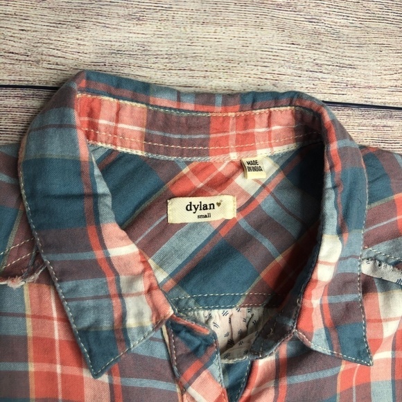 Dylan Plaid Long Sleeve Button Down Shirt Size S - Picture 3 of 6